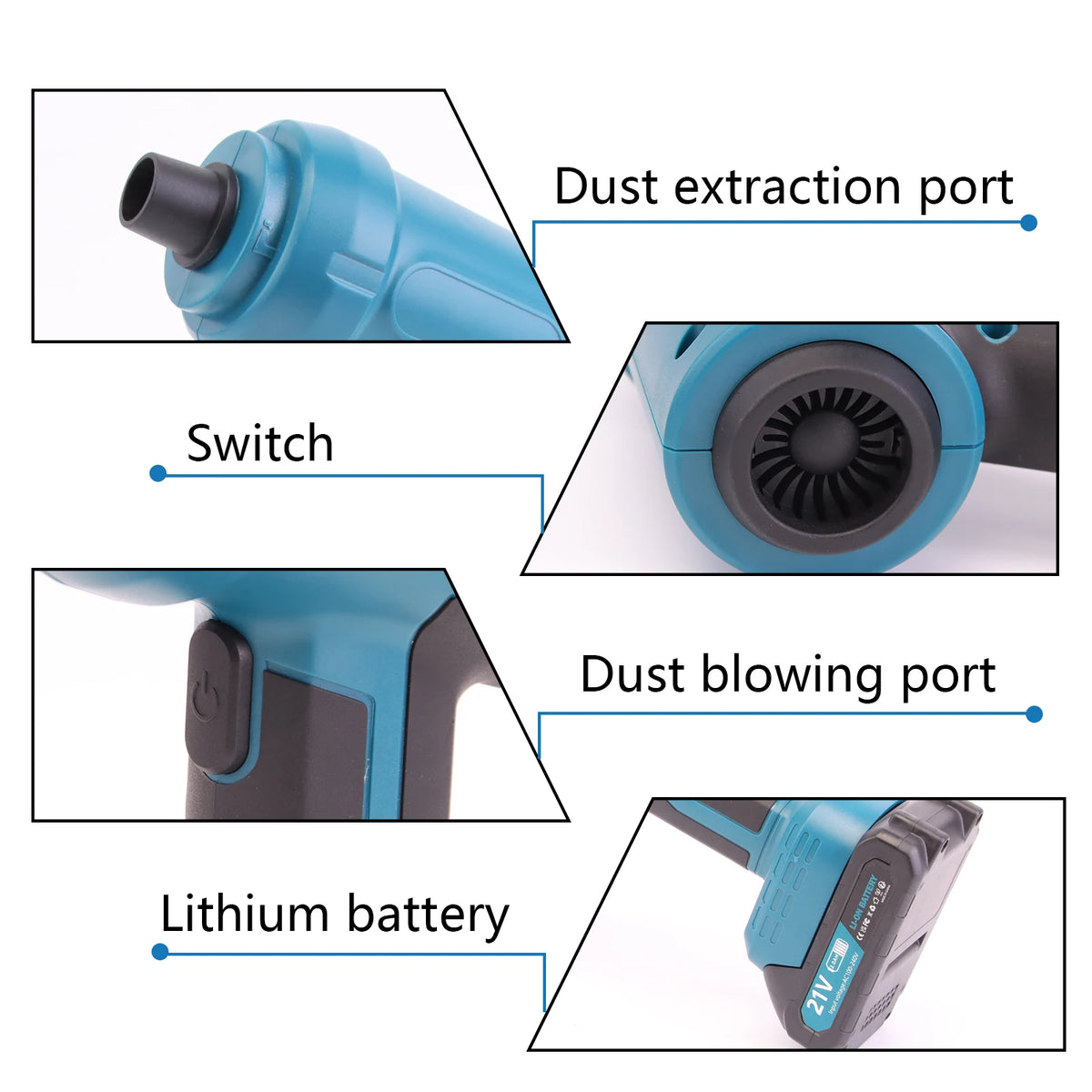 New Cordless Electric Vacuum Cleaner Blow Suction Dual Use Portable Rechargeable Home Car Vacuum Cleaners for Makita Battery Pin