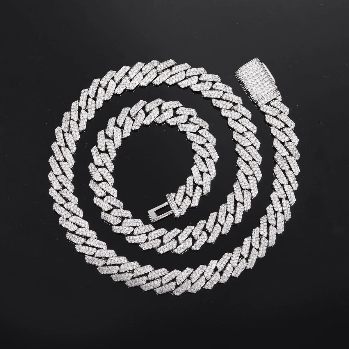 Available for single wear or stacking, 8mm Single Row Diamond Necklace, PT950 Platinum unisex design matched with artificial