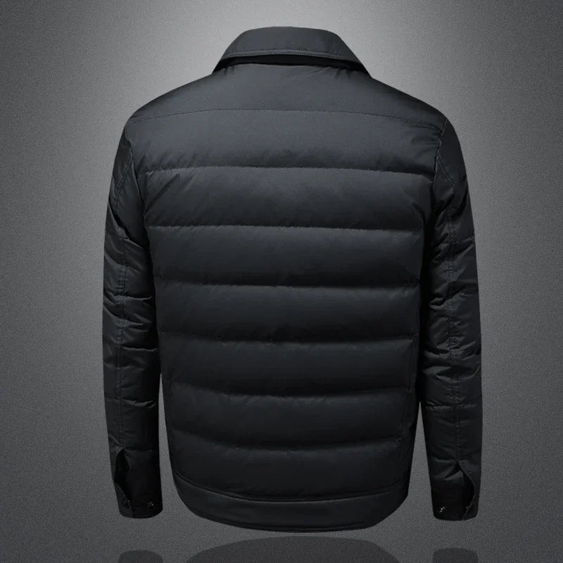 Minglu Autumn Winter Zipper Casual Men's Coats Luxury Solid Color White Duck Down Male Jackets Fashion Down Man Overcoats