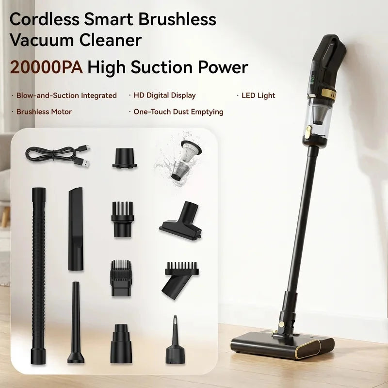 Car Digital Display Intelligent Brushles Vacuum Cleaner Handheld Small High Power Multi-function Wireless Home Car Large Suction