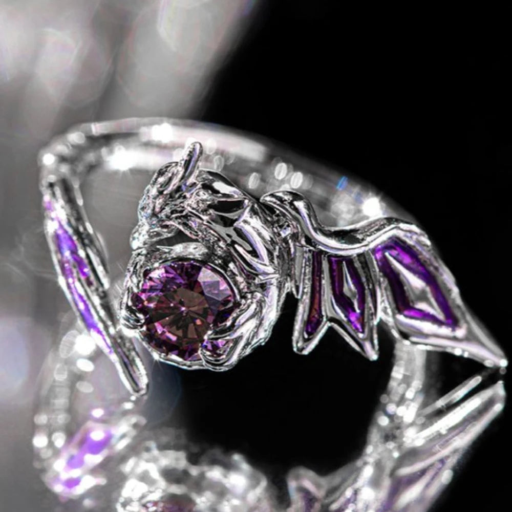 Game Honkai: Star Rail Castorice Cosplay Adjustable Ring Purple Zircon Finger Rings Adult Christmas Party Prop