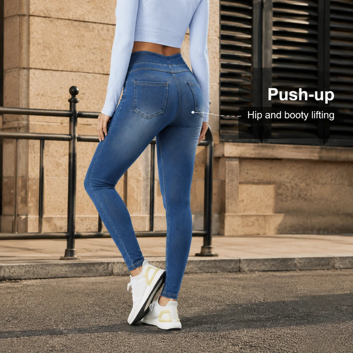 Smoothscape Women’s High Rise Stretch Skinny Jeans Soft Sculpting Denim Pants Tummy Control Slim Fit Pull On Casual Wear