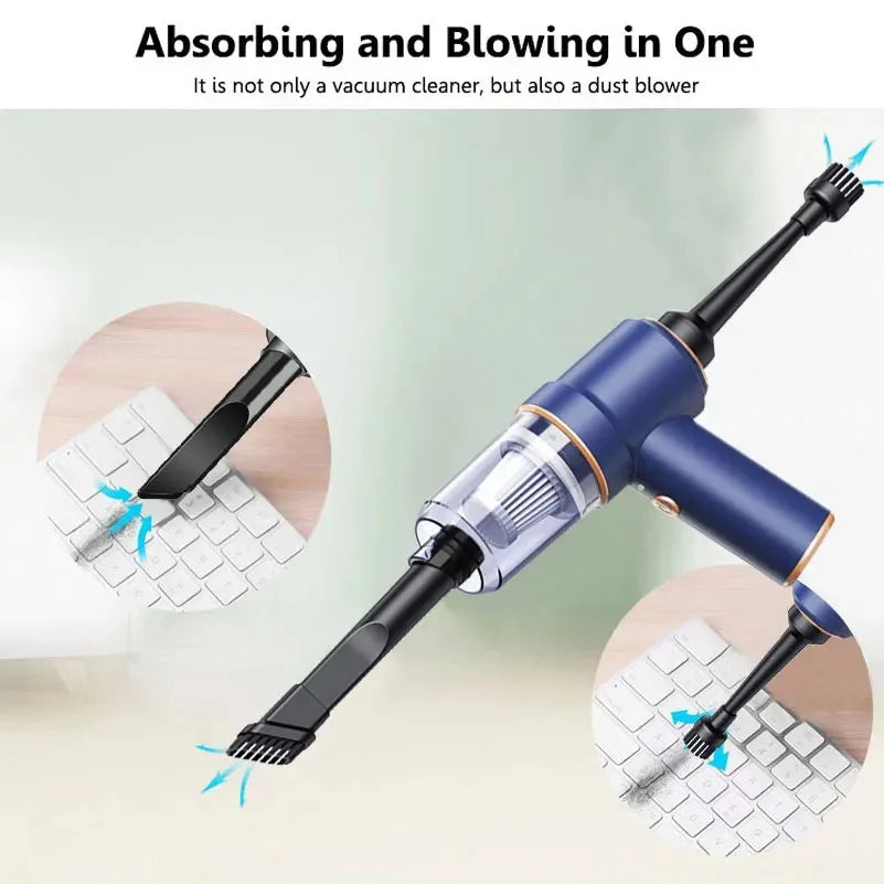2 In 1 Wireless Handheld Car Vacuum Cleaner High Power Portable Vacuum With Multi Brush Heads Type-C Base For Car Household Use