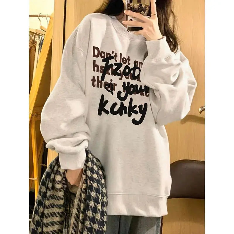 Sweatshirt New Pure Cotton round Neck Sweatshirt Women's Spring Autumn Winter Korean Version Fleece Long Sleeve Casual Outerwear for Men