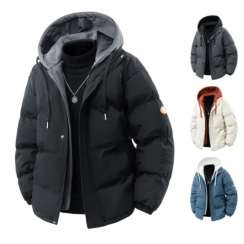 Men Parkas Thick Warm Winter Jacket Hooded Quilted Jacket Loose Fashion Casual Cotton-Padded Puffer Coat Autumn Winter Outwear