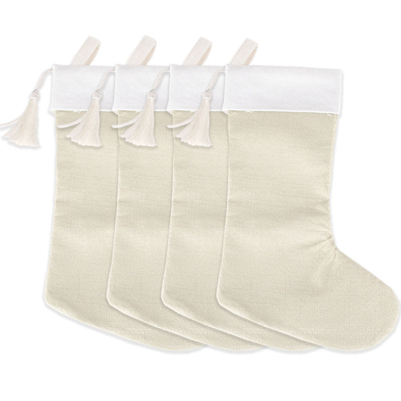 Set of 4 Christmas Stocking With Tassel