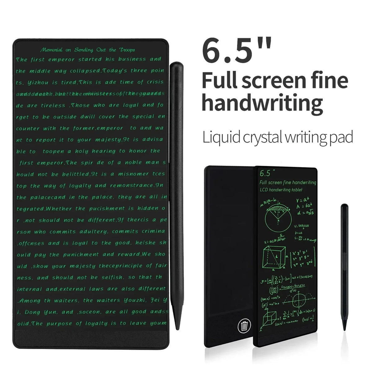 Mini LCD Writing Tablet 6.5 Inch Double Display Erasable Reusable Electronic Drawing Pads Scratchpad for Office and Learning