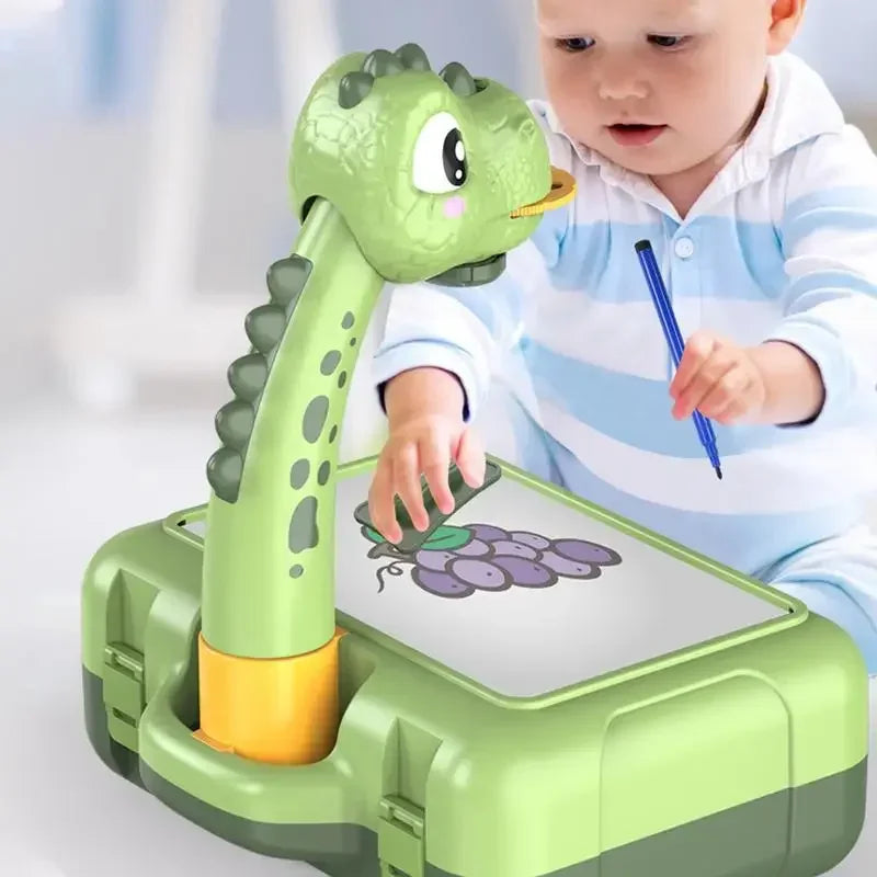Children's Projection Painting Board Multifunction Storage Table Lights Music Projector Drawing Board Paint Toy for Kids Gifts