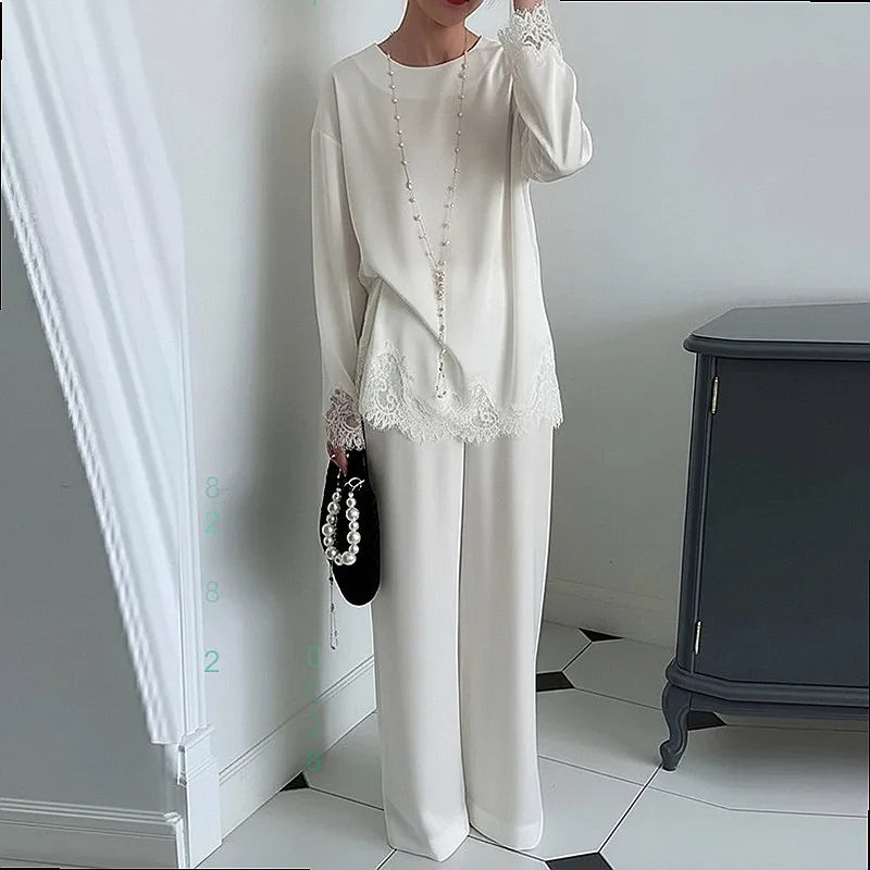 Elegant Lace Patchwork Hollow Dress Dresses for Women Spring Summer Fashion Matching Set