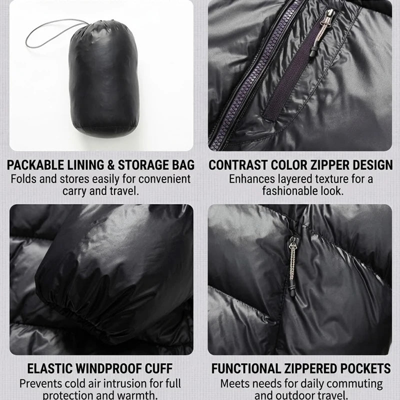 Men's Lightweight Down Jacket - Urban Commute & Outdoor Hybrid Puffer with Freedom of Movement & Windproof Design