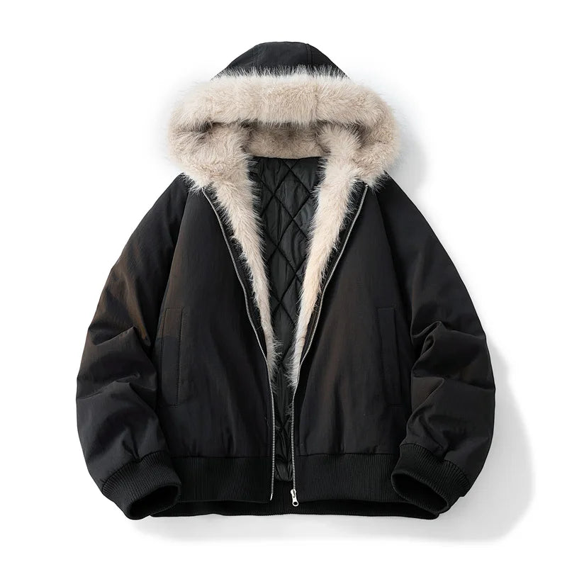 Winter Jacket Man Women Fur Collar Fashion Parka Thick Warm Coat Oversize Loose Casual Jacket Hooded American Streetwear Cool