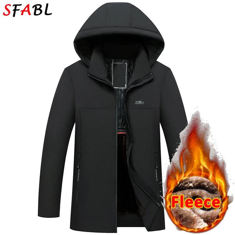 New Thicken Inner Hooded Jacket Men Winter Snowboard Jackets for Men Warm Fleece Parka Windproof Thermal Heavy Coat Hiking Male