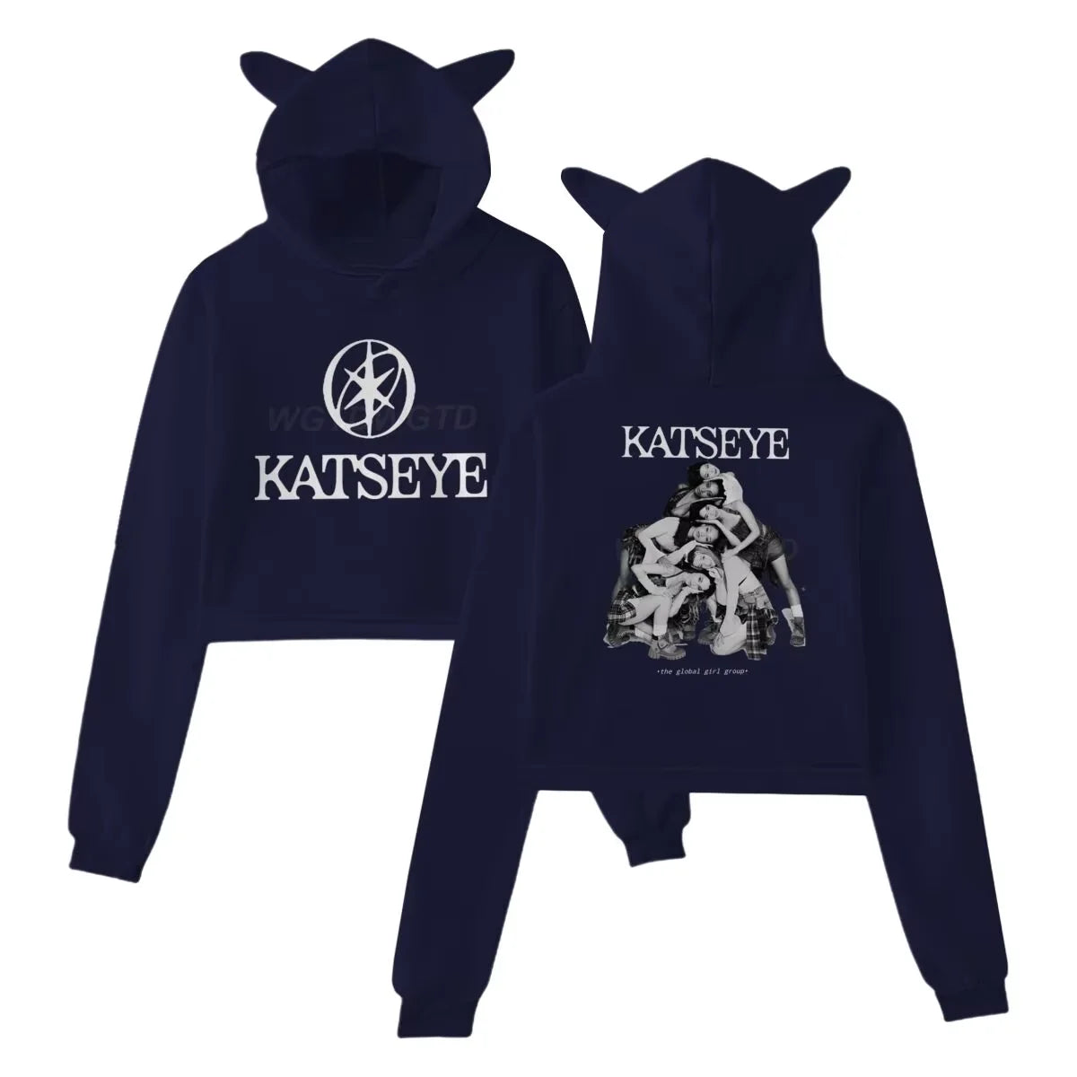 Hoodies Sweatshirt New Katseye Tour 2025 Merch Hoodies Sweatshirt for Girls Cat Ear Crop Katseye Y2K Girls Fashion Hoodie Pullover Casual Clothes