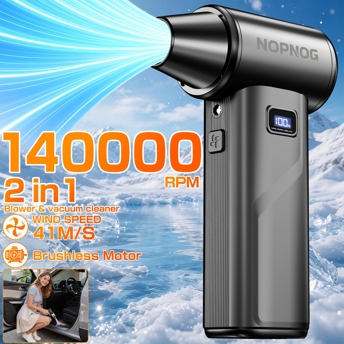 Car Vacuum Cleaner Cleaning Blowing Tools Blow And Suction 2 in 1 Turbo Fan Blower Auto Dust Collector Violent Jet Fan Portable