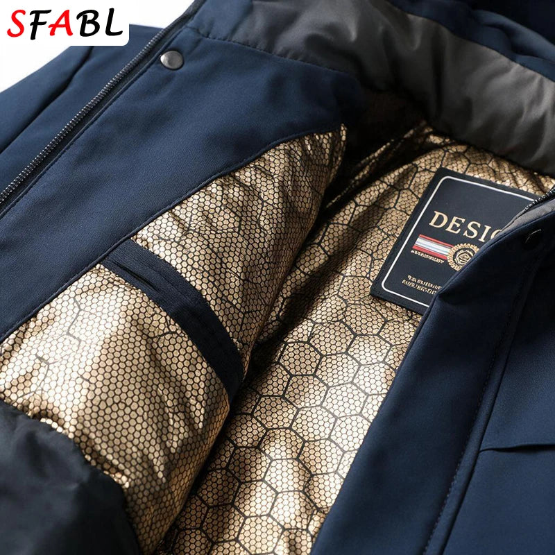 New Winter Parkas Men Jackets Keep Warm Hooded Jackets Winter Coats with Removable Hood Windbreaker Thermal Coats for Men Winter