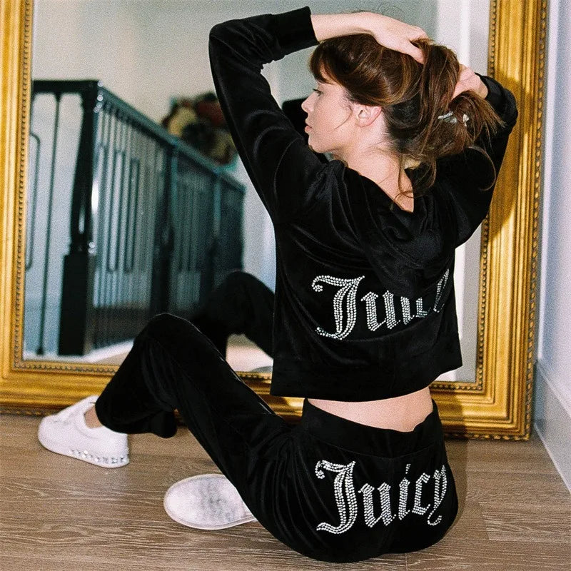 2pcs/set Women's Autumn Winter Hooded Jogging Set Comfortable Long Sleeve Coat and Pants Casual Two-Piece Sweatsuit for Running