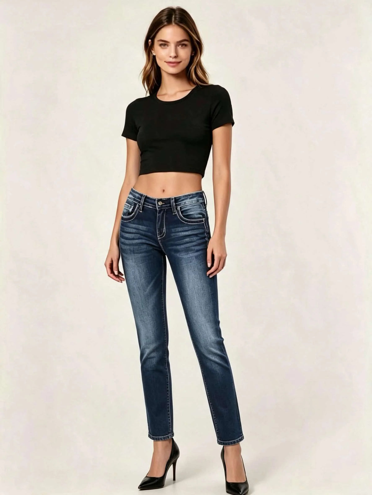 Embroidered Stretch Skinny Jeans