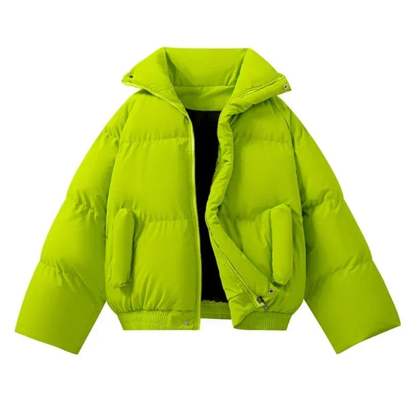Winter Short Cropped Parkas Man Women Warm Stand Collar Bread Coat Brown Puffer Jacket Man Korean Fashion Cotton-padded Jackets