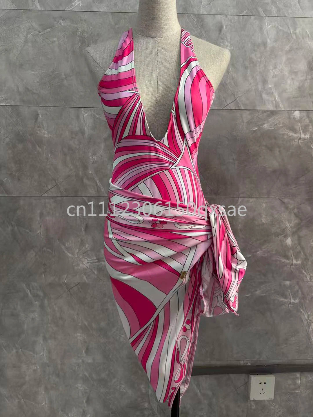 Fashion Design Women's Pink Scarf Swimsuits with Letter Signature Logo Designer Brand Lady Headband Swimsuits Beachwear Swimwear
