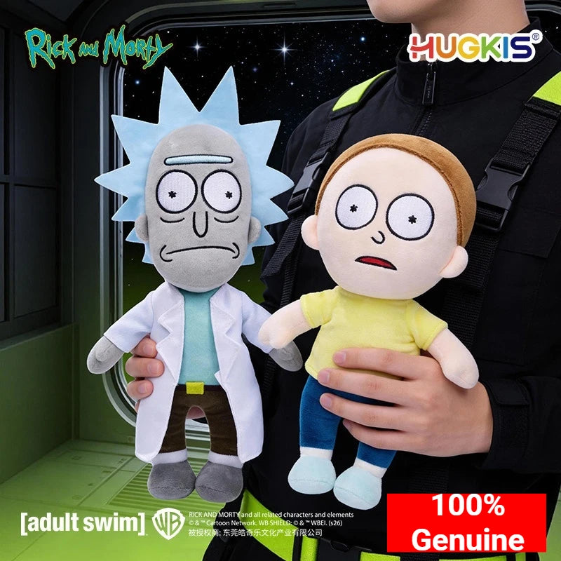 2026 HUGKIS Rick and Morty Plush Toy Movable Skeleton Stuffed Doll Soft Anime Plushie Funny Collectible Gift for Fans Birthday