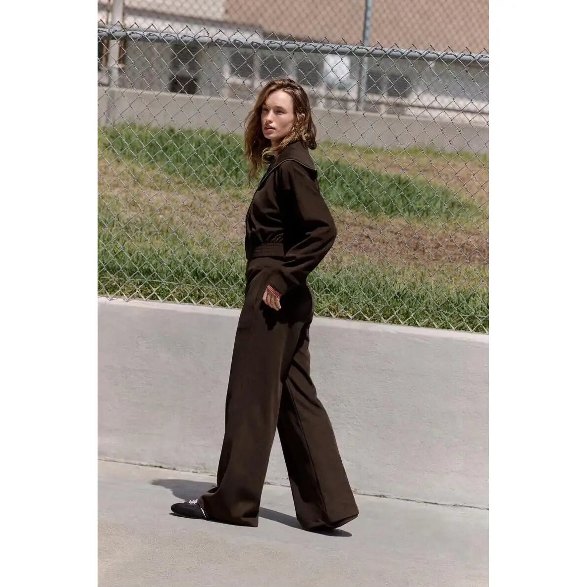 Women's Short Zipper Jacket And Pants Set Long Sleeve Turn-down Collar Coat Outerwear Fashionable Autumn Outfit Two-piece Set