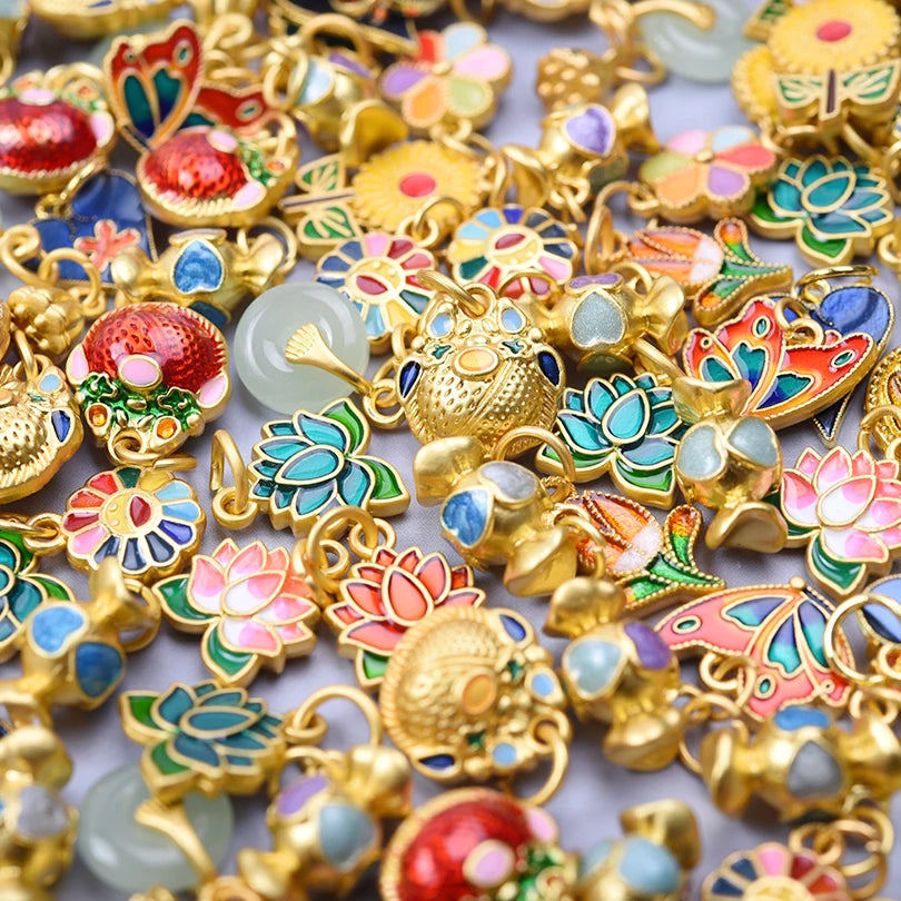 16pcs/Lot Mixed Plant Flower Enamel Charms For Jewelry Making Supplies Gold Color Sunflower Tulip Pendant DIY Bracelets Necklace