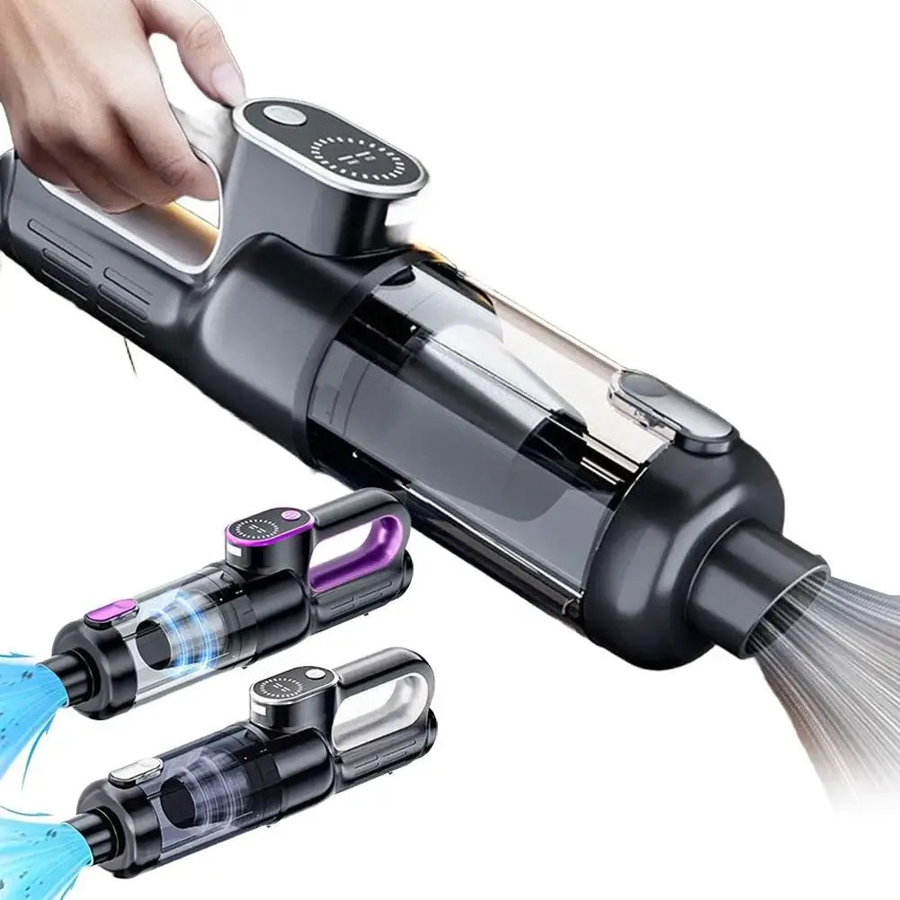 High Power Wireless Handheld Mini Car Vacuum Cleaner Large Suction Brushless Motor One Button Dust Dump LED Light For Car Home