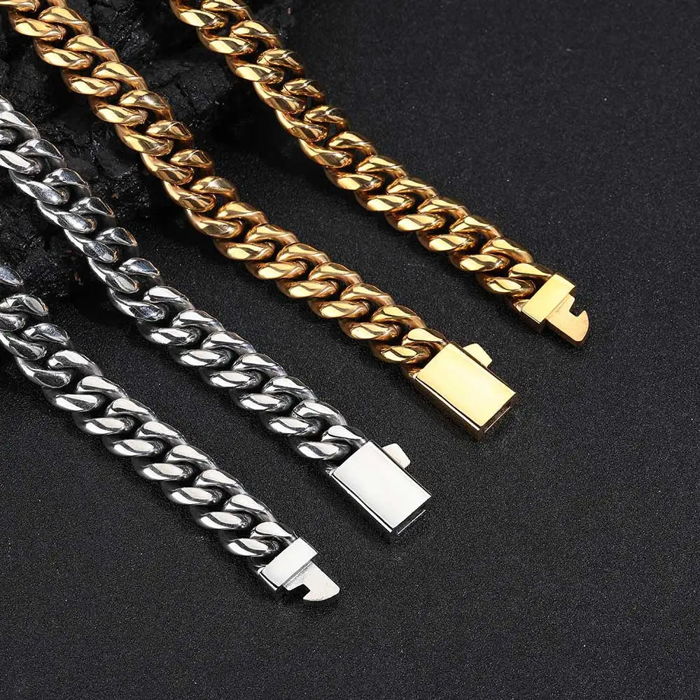 NUOYA Custom Logo Stainless Steel Cuban Link Necklace Hip Hop Jewelry Miami Cuban Link Chain for Men