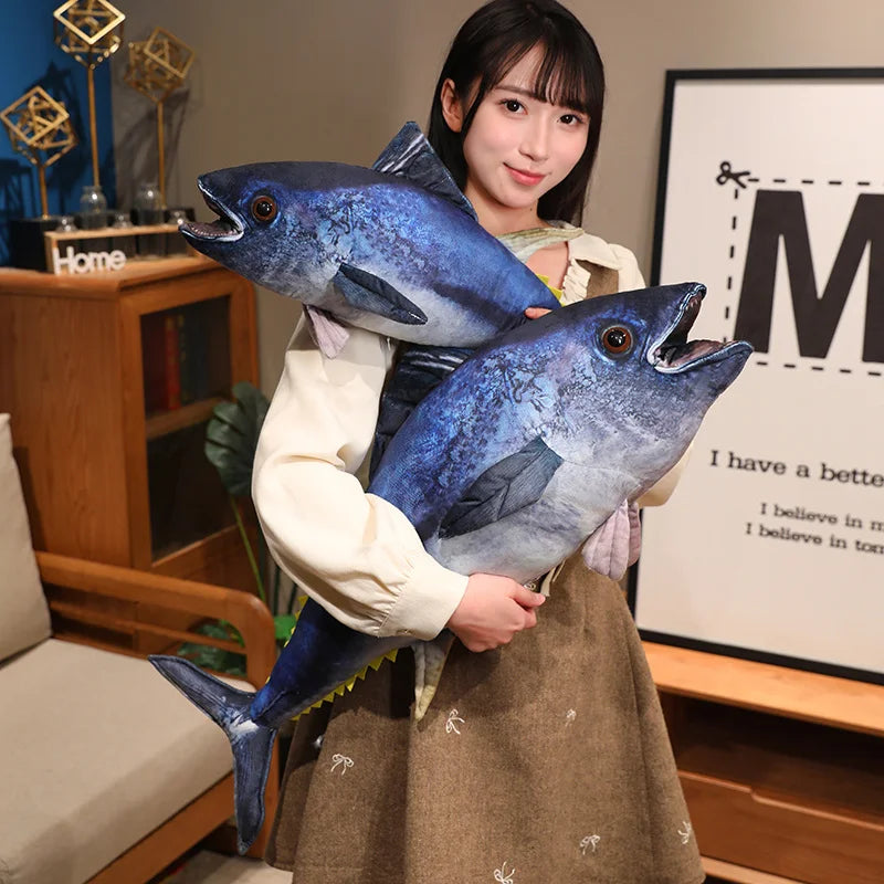 Hot Wholesale holiday gifts Simulation Tuna Plush Toys Real Life Tuna Fish Pillow Creative Stuffed Soft Ocean Toys Sleep Pillow