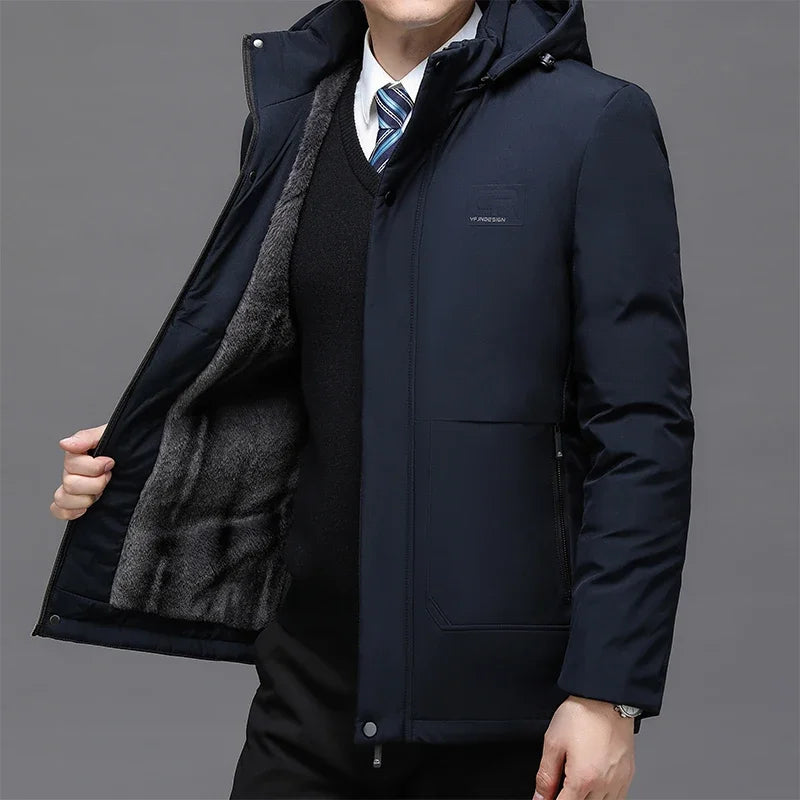 Men Thicken Fleece Zipper Men Warm Winter Coat Mens Jackets Plus Size New Waterproof Winter Jacket Men Hoodied Parka Clothes