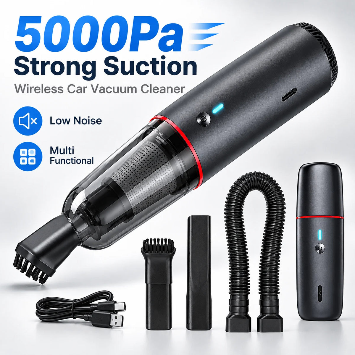 Car Vacuum Cleaner 5000Pa Wireless Vacuum Cleaner For Car Home Cleaning Mini Handheld Car Vacuum Cleaner One-Button Dust Dump