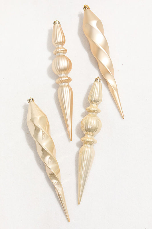 12" Pearl Finial Ornament Set of 4 Elegant Christmas Tree Decorations