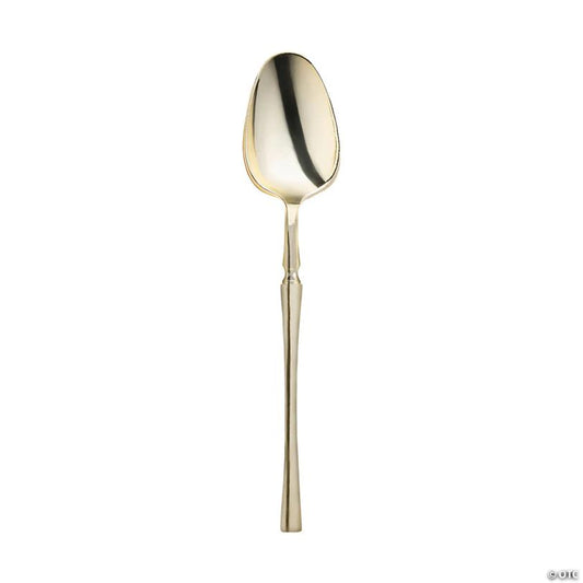 Shiny Gold Moderno Disposable Plastic Dessert Spoons - (120 Spoons) | USA Decoration®