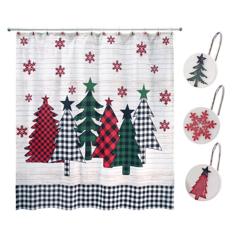 Shower Curtain with Hooks Included