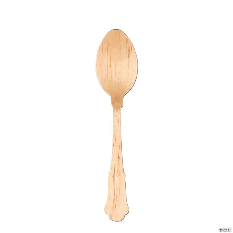 Silhouette Birch Wood Eco Friendly Disposable Dinner Spoons (175 Spoons) | USA Decoration®