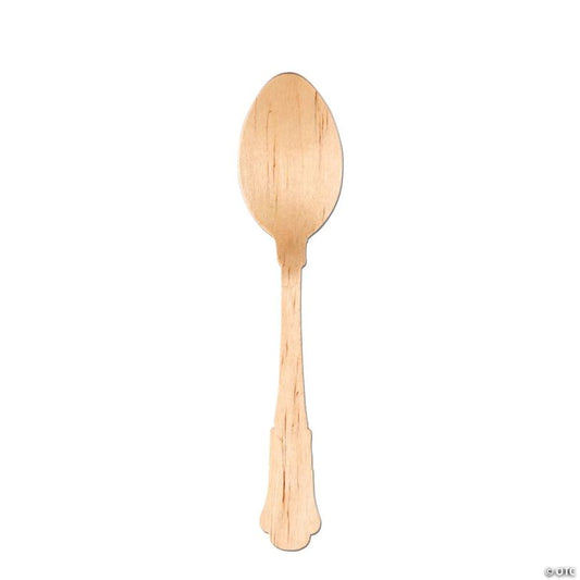 Silhouette Birch Wood Eco Friendly Disposable Dinner Spoons (175 Spoons) | USA Decoration®