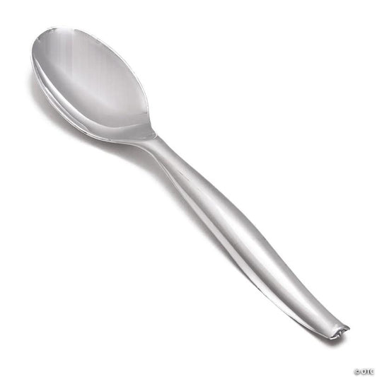 Silver Disposable Plastic Serving Spoons (85 Spoons) | USA Decoration®