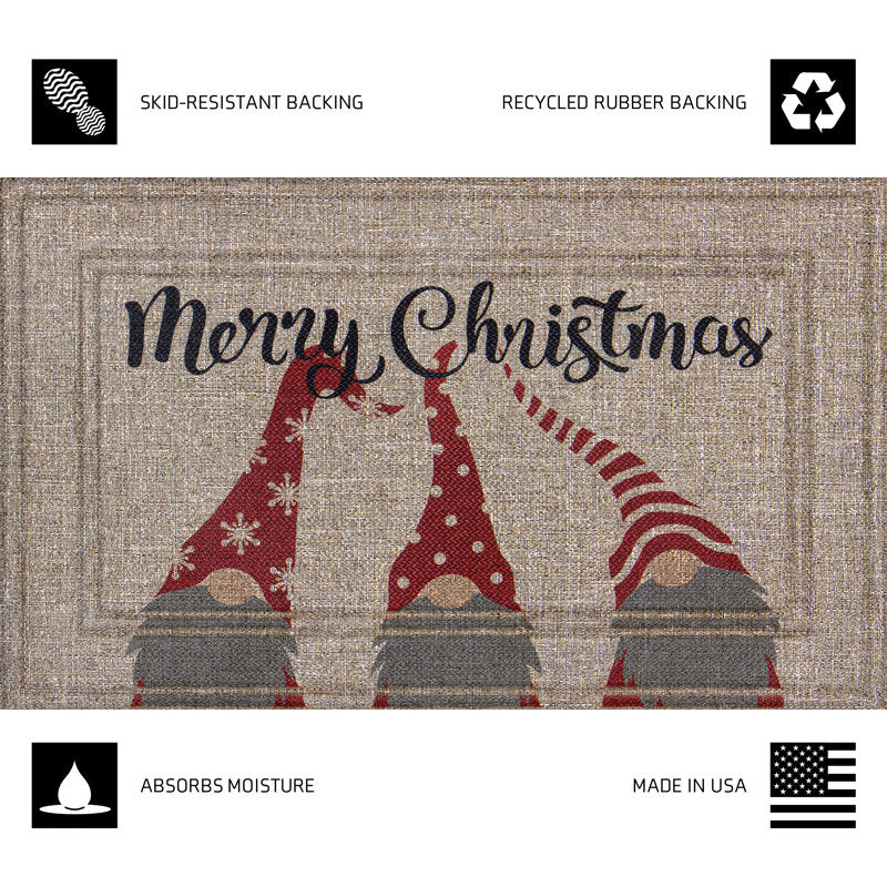 Sisal Merry Christmas Gnomes Non-Slip Indoor Outdoor Doormat