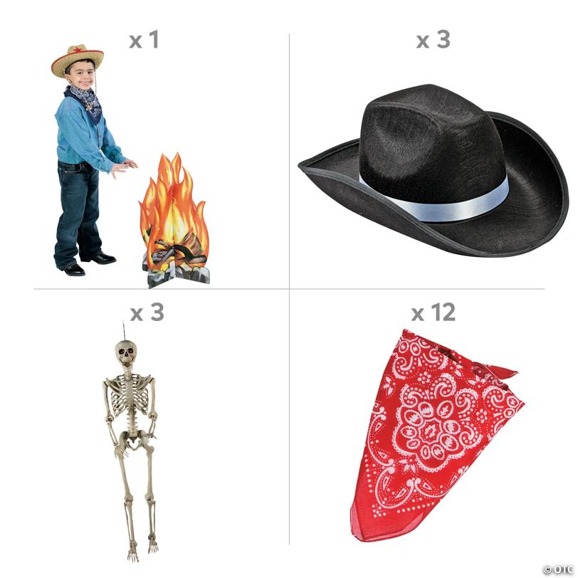 Skeleton Cowboy Bonfire Halloween Decorating Kit - 19 Pc.