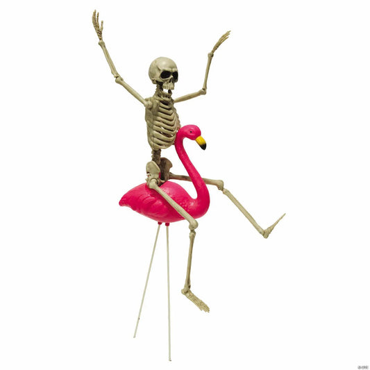 Skeleton Flamingo Racers Outdoor Halloween Decoration
