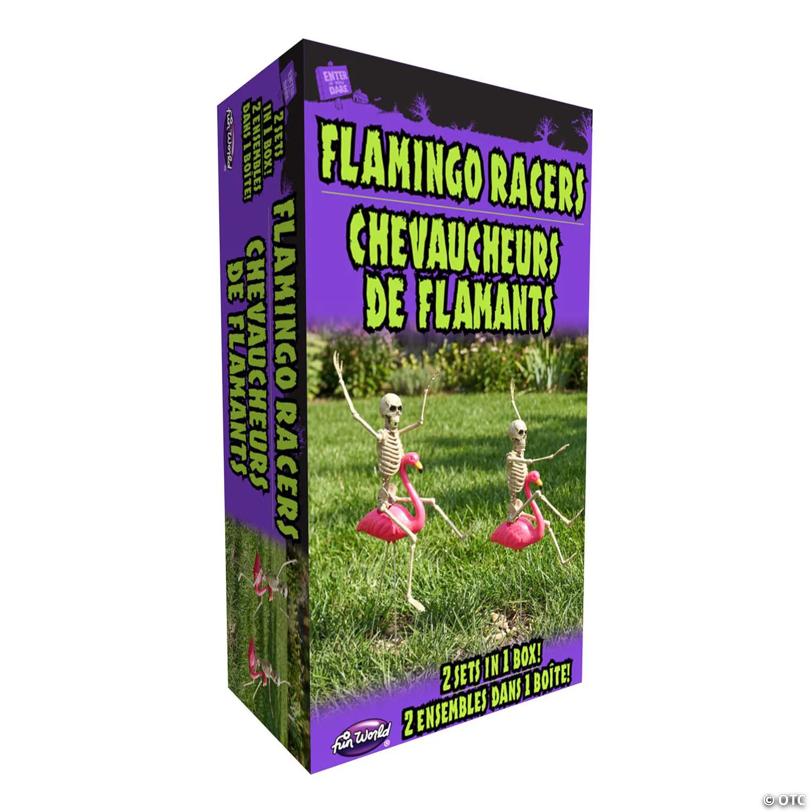 Skeleton Flamingo Racers Outdoor Halloween Decoration