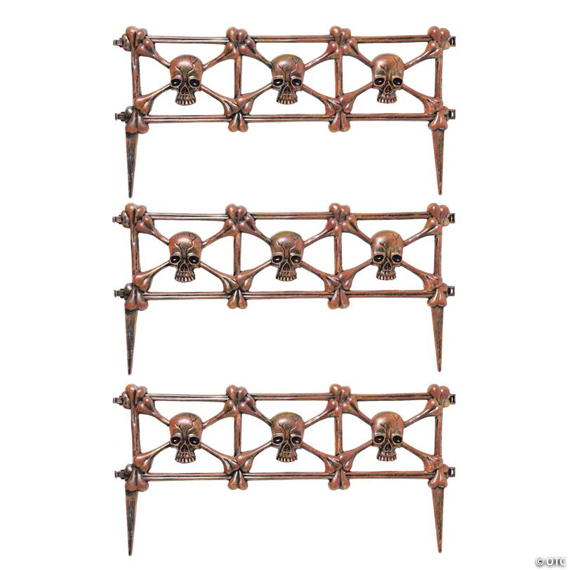 Skull Plastic Graveyard Fence Halloween Decoration