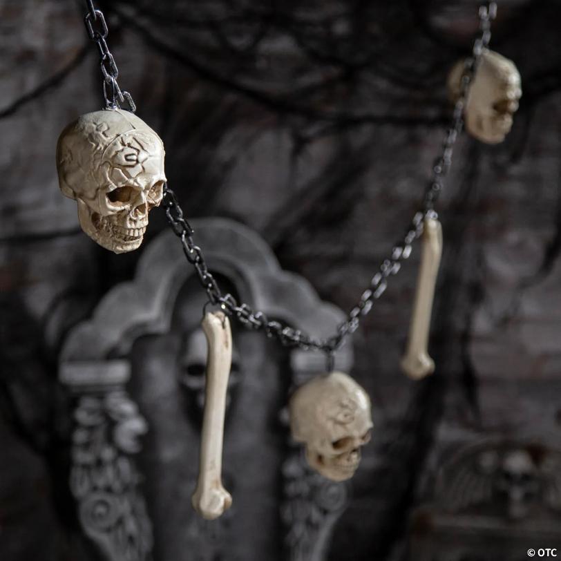 Skulls & Bones Garland Halloween Decoration 5 Ft. 2