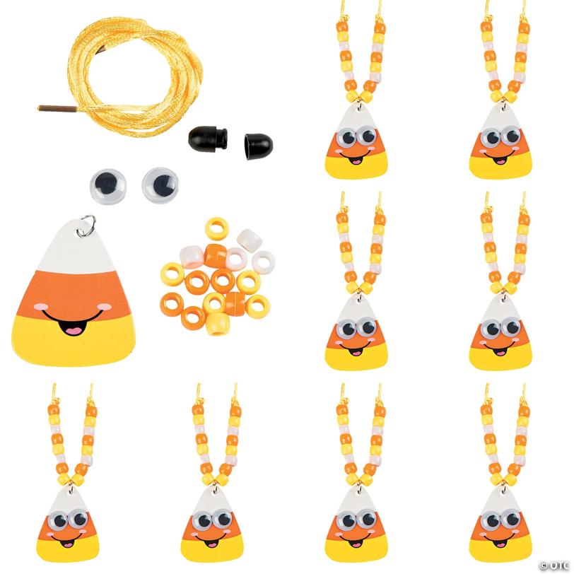 Smile Face Candy Corn Beaded Necklace Craft Kit - Makes 8