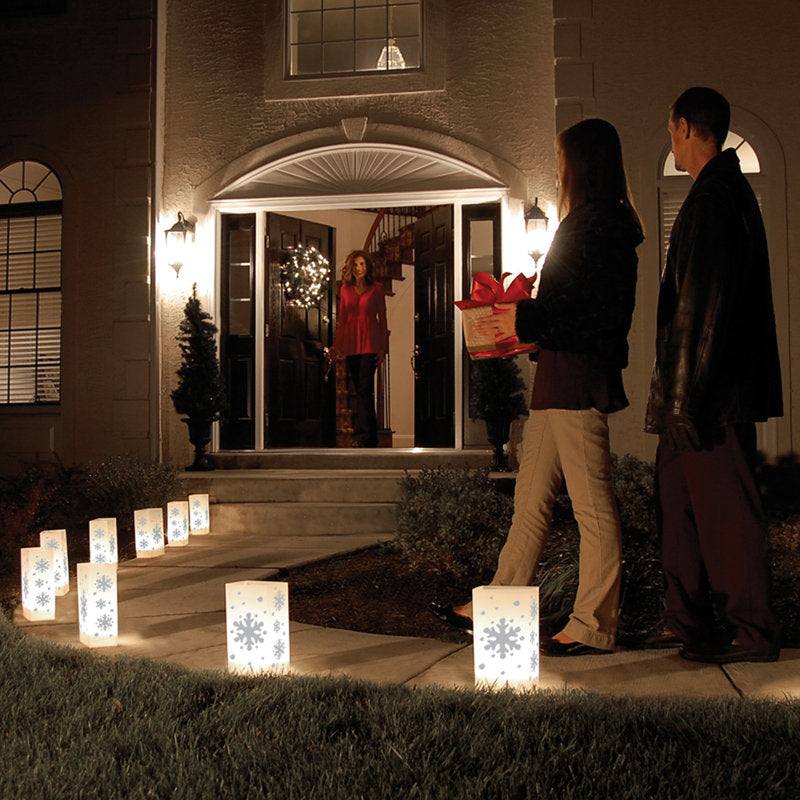 Snowflake Plastic Luminaria Lanterns - 10 Count