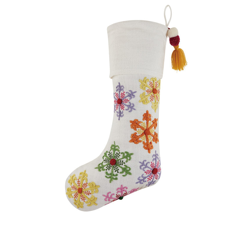 Snowflakes Embroidered Stocking