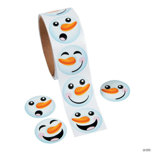 Snowman Face Sticker Roll - 100 Pc. | USA Decoration®