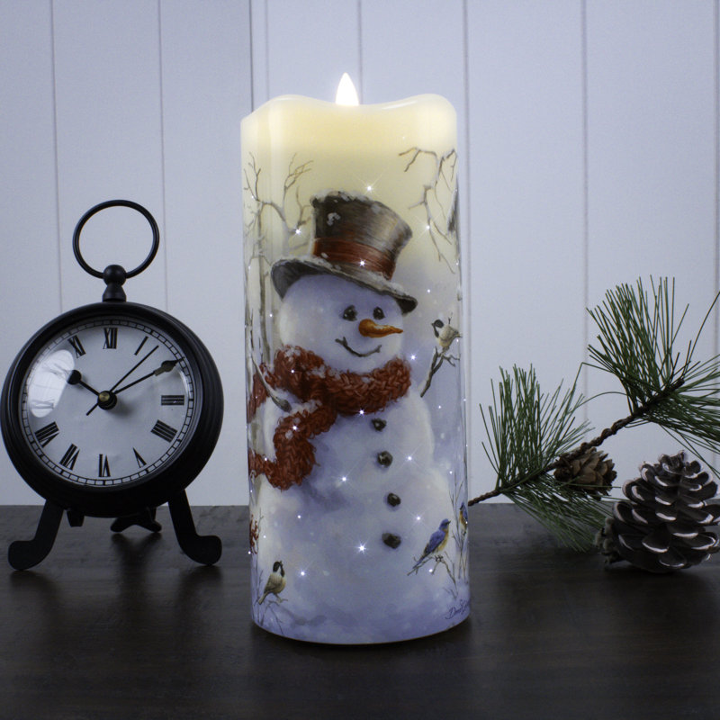 Snowman Fiber Optic Candle