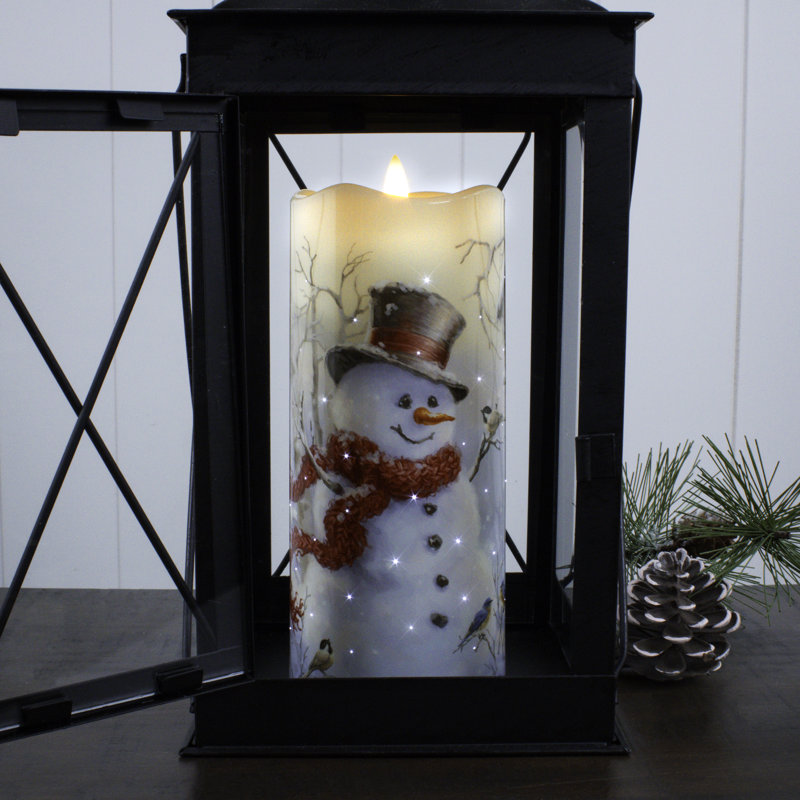Snowman Fiber Optic Candle