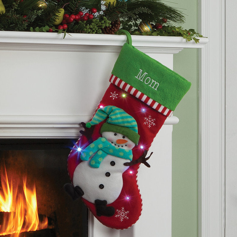 Snowman LED Personalized Stocking
